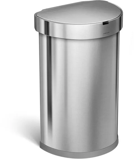 Simplehuman 45L halvrund sensor søppelbøtte, børstet